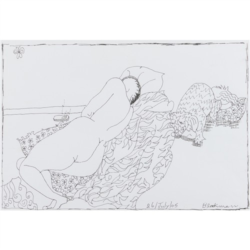 36 · CHARLES BLACKMAN (1928-2018) (Butterfly Dream) 2005 ink on paper 28 x 41cm; 52 x 64cm (frame)