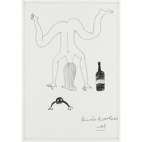 38 · CHARLES BLACKMAN (1928-2018) (Upside-down Tartare) 2008 ink on paper 41.5 x 29cm; 65.5 x 52cm (frame)