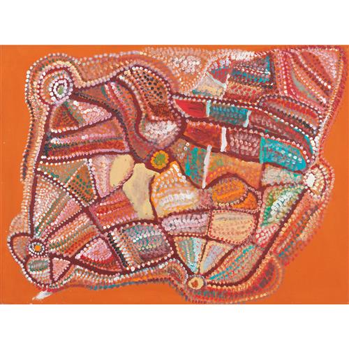 BONNIE CONNELLY (c.1936-2024) (Language group: Pitjantjatjara) Ngurra Tjalaku synthetic polymer paint on canvas 89.5 x 119.5cm