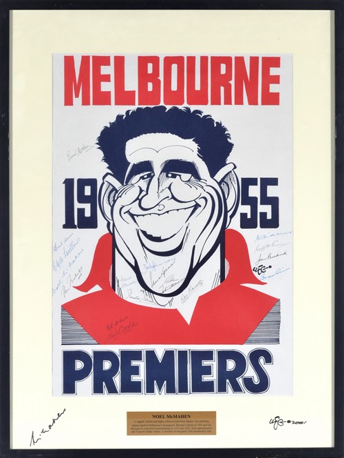 A MELBOURNE FOOTBALL CLUB 1955 WEG PREMIERSHIP POSTER