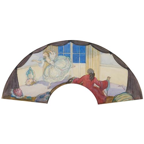 THEA PROCTOR (1879-1966) The Dancer c.1910 watercolour on paper 22.5 x 50.5cm (fan shaped)