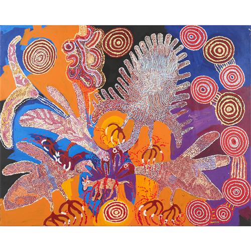 73 · ILLUWANTI KEN (born 1944) (Language group: Pitjantjatjara) Tjilpul Tjuta 2013 synthetic polymer paint on linen 121 x 151cm