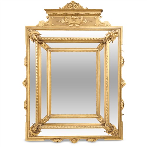 15 · A FINE ANTIQUE FRENCH GILT-FRAMED CUSHION-FRONT MIRROR Second half 19th century Note: The appearance of the plates in the catalogue...
