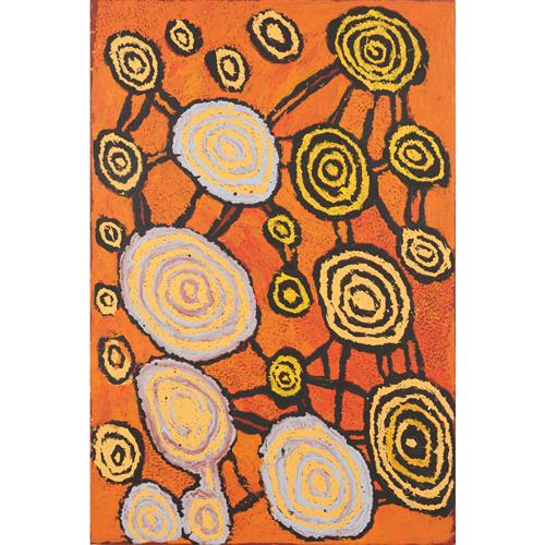 84 · JOHNNY YUNGUT TJUPURRULA (c.1930-2016) (Language group: Pintupi) Ralyalnga 2010 synthetic polymer paint on canvas 91 x 61cm