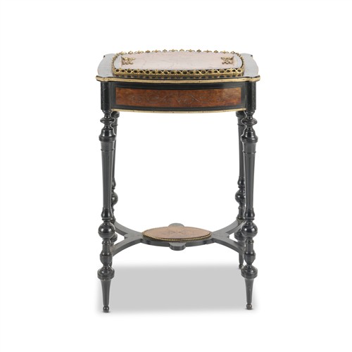 AN ANTIQUE FRENCH THUYA AND EBONISED JARDINIÈRE ON STAND Late 19th century