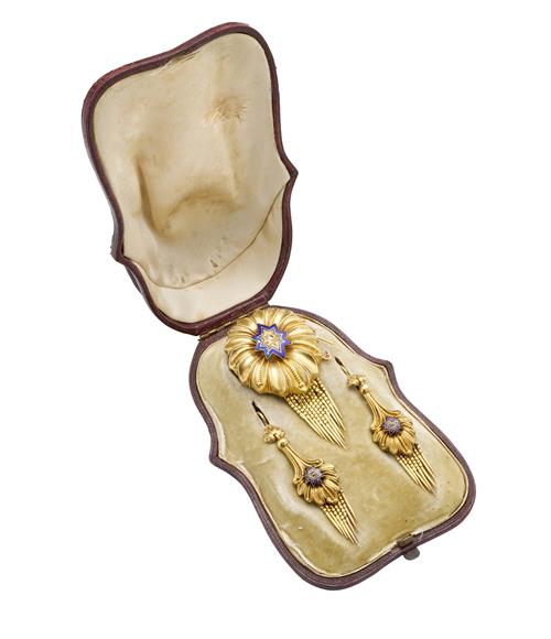 VICTORIAN ENAMEL AND DIAMOND DEMI PARURE Property of a Private Sydney Collector