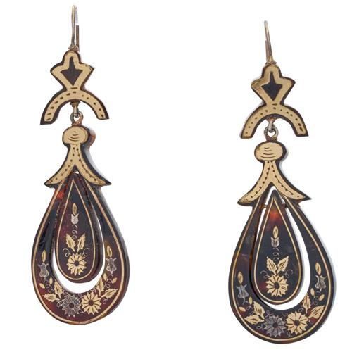 VICTORIAN PAIR OF PIQUE DROP EARRINGS Property of a Private Sydney Collector