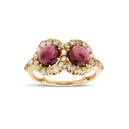9ct Gold, Garnet And Diamond Ring