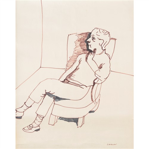 49 · CHARLES BLACKMAN (1928-2018) (Man Seated - Max Nicholson) c.1975 ink on paper 75.5 x 56cm (sheet)