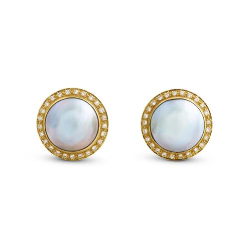 Pair Of 18ct Yellow Gold, Pearl And Diamond Earrings