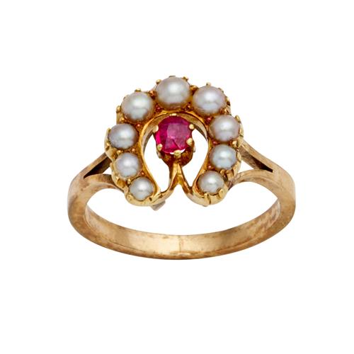 12 · ANTIQUE SEED PEARL AND RUBY RING Property of a Private Sydney Collector