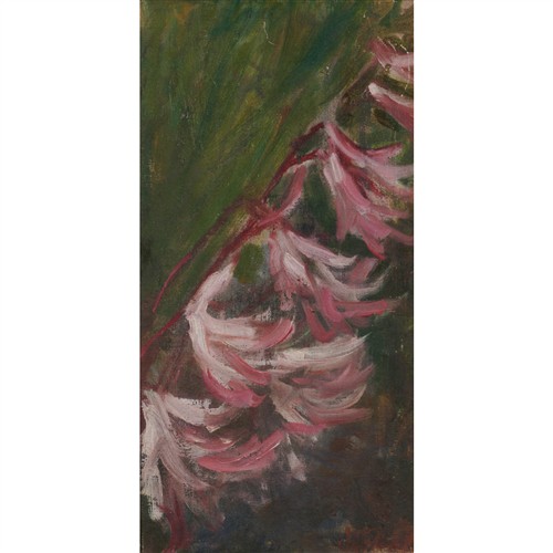 48 · JESSIE TRAILL (1881-1967) (Pink Flowers) oil on canvas laid on board 29 x 14.5cm