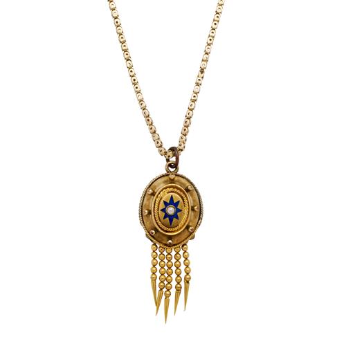 VICTORIAN SEED PEARL AND ENAMEL PENDANT Property of a Private Sydney Collector