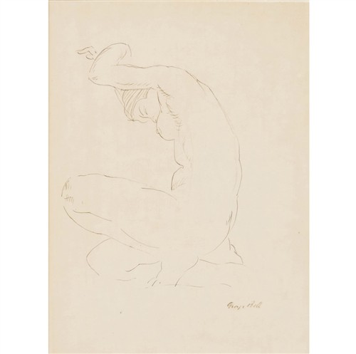 34 · GEORGE BELL (1878-1966) Vic 1966 pen and ink on paper 30.5 x 22cm (57 x 47cm framed)