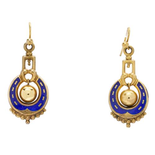 VICTORIAN PAIR OF ENAMEL EARRINGS Property of a Private Sydney Collector