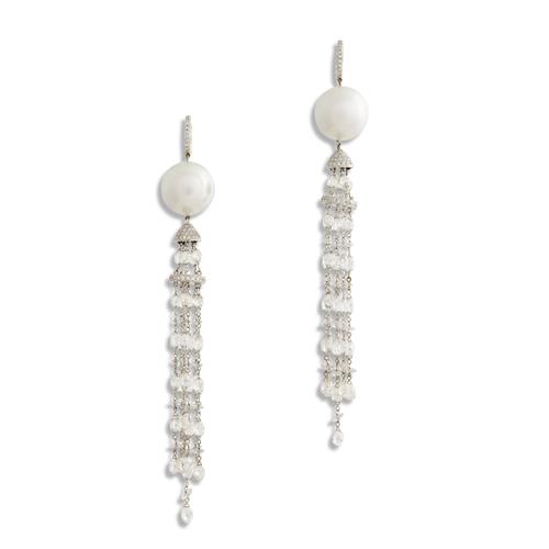 Paspaley, Pair Of 18ct White Gold, Diamond And South Sea Pearl 'Jellyfish' Earrings