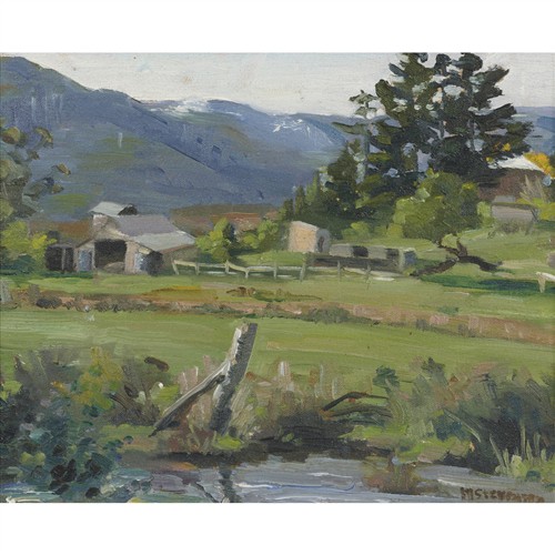26 · MARY STEVENSON (born 20th century) Farm Scene oil on canvas laid on board 21 x 26.5cm