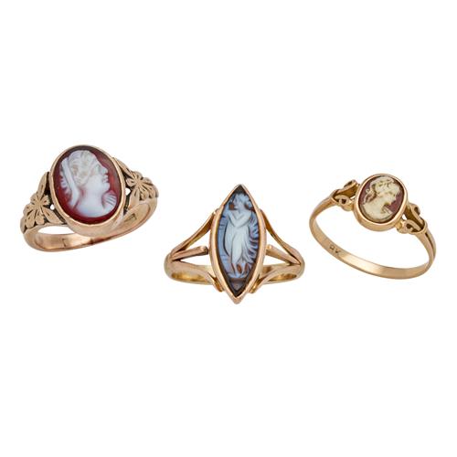 THREE ANTIQUE CAMEO RINGS Property of a Private Sydney Collector