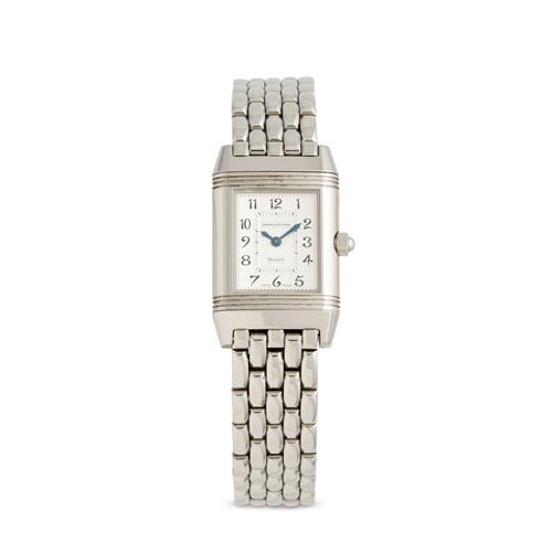 JAEGER-LECOULTRE REVERSO DUETTO REF 266 8 44 A LADY'S STAINLESS STEEL AND DIAMOND-SET DUOFACE BRACELET WATCH CIRCA 2000