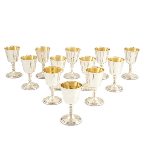87 · A SET OF TWELVE ELIZABETH II STERLING SILVER GOBLETS D J Silver Repairs, London, 1972