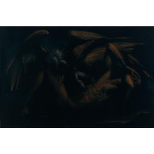 47 · LESLIE RICE (born 1976) As the Sun Sets Slowly in the West, Tityos is Consumed Eternally by Vultures 2012 acrylic on velvet 60 x 90cm
