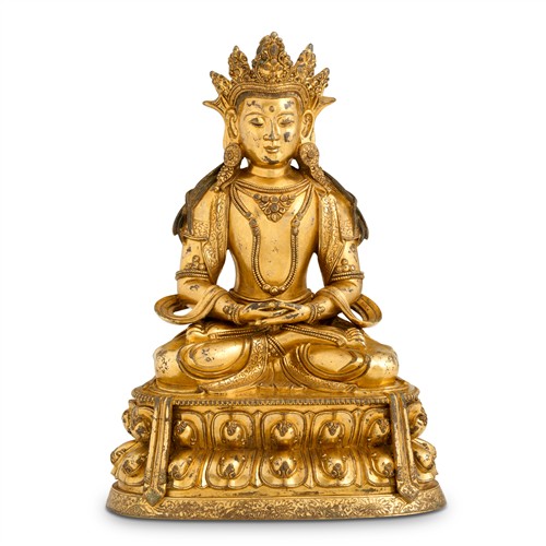 79 · A SINO-TIBETAN GILT-BRONZE SEATED FIGURE OF AMITAYUS, QING DYNASTY (1644 - 1911)