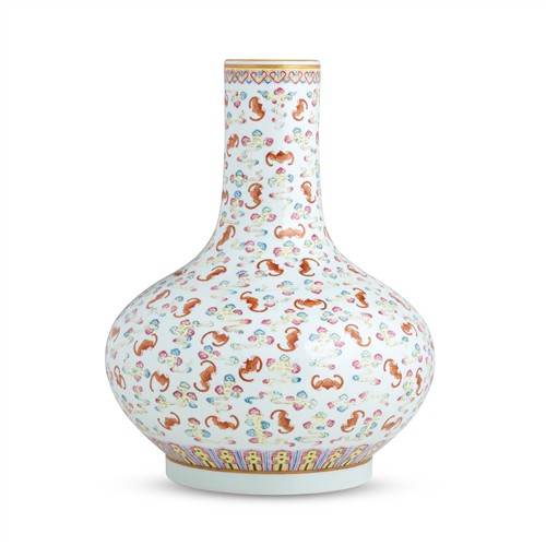 26 · A CHINESE FAMILLE-ROSE "BATS" VASE, GUANGXU SIX-CHARACTER IRON-RED MARK AND OF THE PERIOD (1875 - 1908)