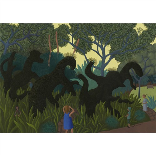 93 · ANNE MARIE GRAHAM (born 1925) Children's Topiary, Royal Botanic Gardens 2011 oil on canvas 69.9 x 99cm