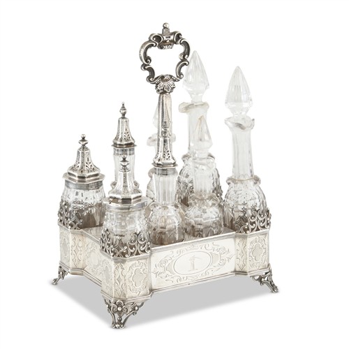 6 · A VICTORIAN STERLING SILVER AND CRYSTAL CRUET Samuel Hayne & Dudley Carter, London, 1857