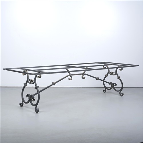 A Wrought Iron Patio Dining Table, Graham Geddes (74h X 280w X 106d Cm) - Sold Without Top
