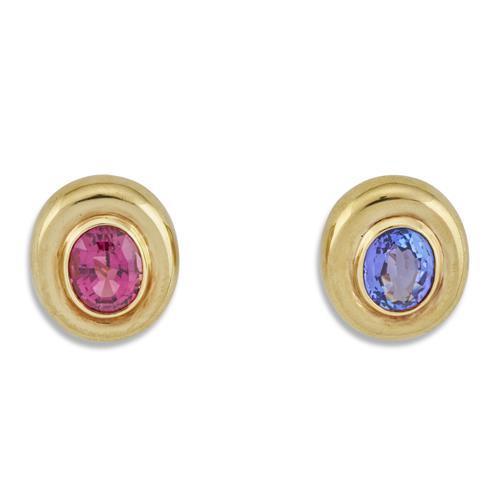 PAIR OF PALOMA PICASSO FOR TIFFANY & CO. TANZANITE AND RUBELLITE EARRINGS, CIRCA 1983