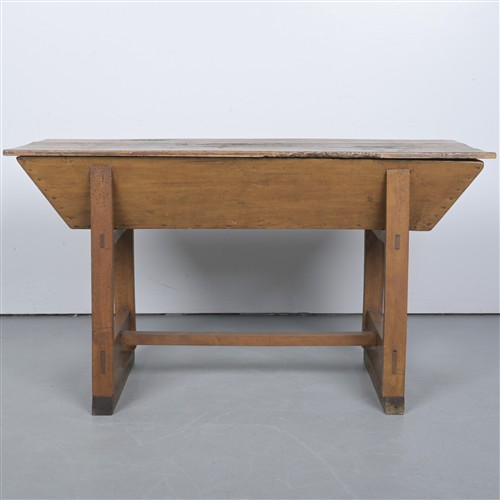 26 · AN ANTIQUE HARDWOOD DOUGH BIN (77H X 135W X 54 CM)