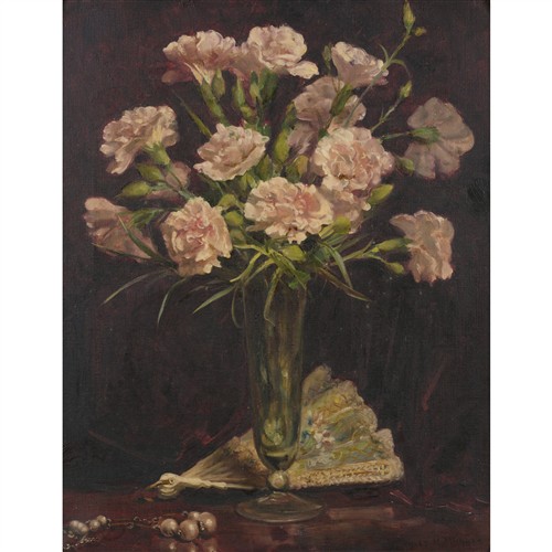 VIOLET MCINNES (1892-1971) Carnations Still Life oil on canvas 49.5 x 39.5cm