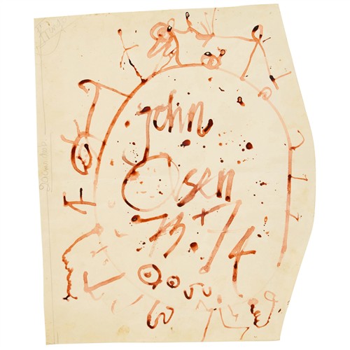 29 · JOHN OLSEN (1928-2023) Design for Exhibition Catalogue 1973 watercolour on paper 44 x 37cm (irreg.) (59.5 x 48.5cm framed)
