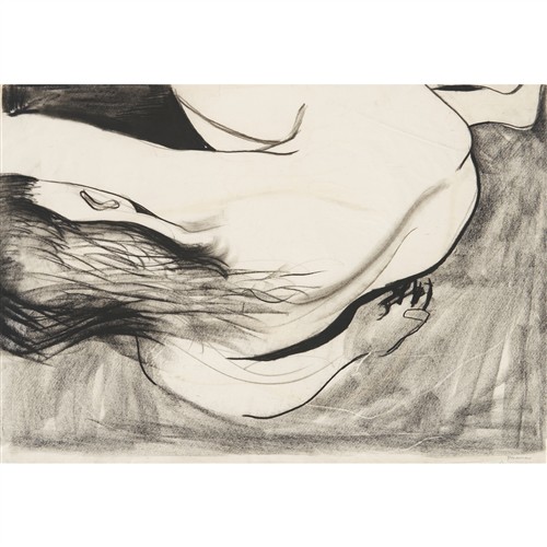 52 · CHARLES BLACKMAN (1928-2018) (Nude with Arm Raised) c.1971 charcoal on paper 52 x 76cm (sheet)