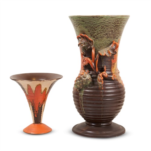 TWO CONTINENTAL ART DECO GLAZED EARTHENWARE VASES 1930s Please see important information below regarding collection of lots in this...