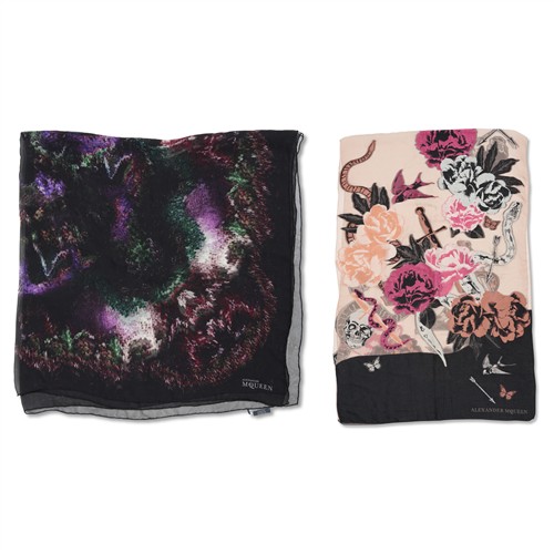 Alexander Mcqueen, Duo Of Silk Scarves