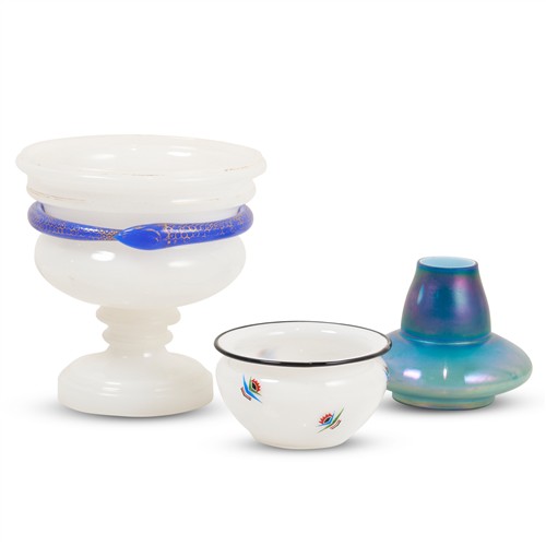A GROUP OF THREE DECORATIVE GLASS OBJECTS Variously 1920s-1930s Please see important information below regarding collection of lots...