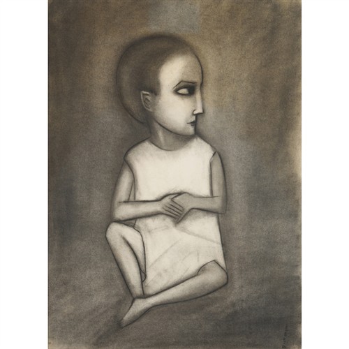 28 · ROBERT DICKERSON (1924-2015) Baby Sitting charcoal on paper 76 x 56cm (92.5 x 72cm framed)