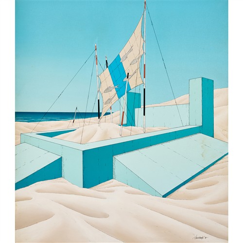 17 · JAMES WILLEBRANT (born 1950) Aquatic Totem 1980 oil on canvas 122 x 107cm