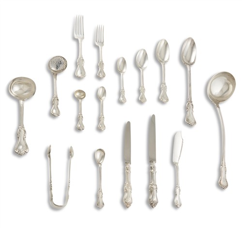 65 · A COMPOSITE STERLING SILVER 'ALBERT' PATTERN FLATWARE SERVICE Various English makers and mostly 19th century dates, the knives later.