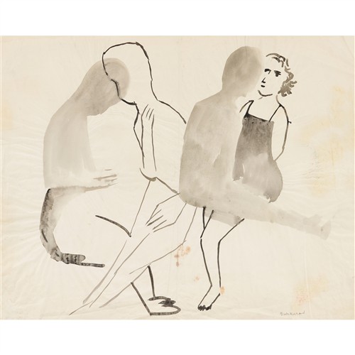 59 · CHARLES BLACKMAN (1928-2018) (People in Conversation) c.1968 ink and wash on tracing paper 44.5 x 55cm (sheet)