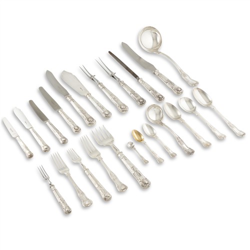 75 · A GEORGE VI STERLING SILVER KING'S PATTERN PART FLATWARE SERVICE Harrison Brothers & Howson, Sheffield, 1951