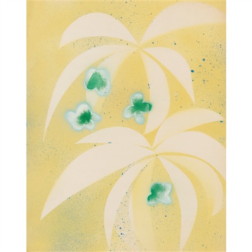 61 · CHARLES BLACKMAN (1928-2018) (Flowers and Leaves) c.1966 spray paint on paper 64 x 51cm