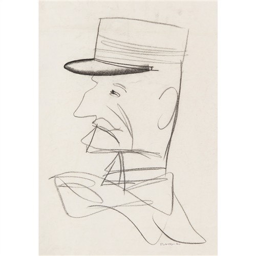 63 · CHARLES BLACKMAN (1928-2018) (Charles de Gaulle) charcoal paper 51 x 38.5cm
