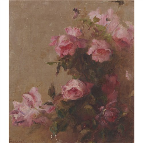 LILIAN CHAUVEL (1865-1953) Roses (Maman Cochets and some others) 1907 oil on canvas laid on board 41.5 x 37cm