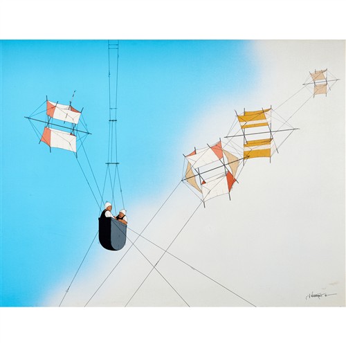 JAMES WILLEBRANT (born 1950) Successful Man - Lifting Experiment 1981 oil on canvas 139 x 180cm