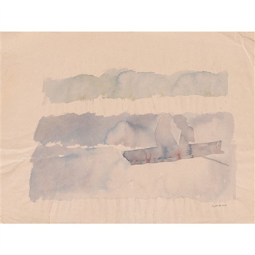 67 · CHARLES BLACKMAN (1928-2018) (Figures at Sea) c.1967 watercolour on paper 48 x 63.5cm (sheet)