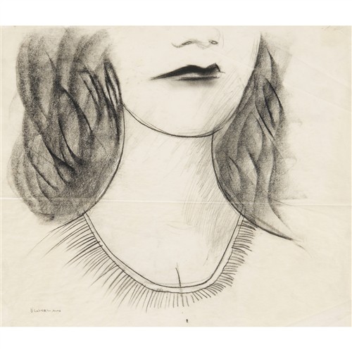 69 · CHARLES BLACKMAN (1928-2018) (Memory of Your Kiss - Portrait of a Women) c.1953 charcoal on tracing paper 38.5 x 38.5cm