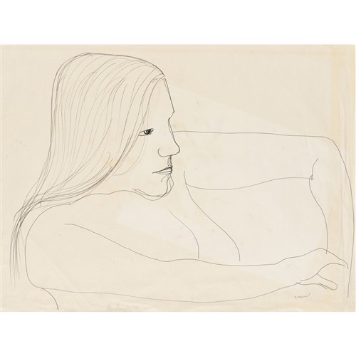 CHARLES BLACKMAN (1928-2018) (Nude, Barbara Listening) c.1951 ink on tracing paper 52 x 75.5cm